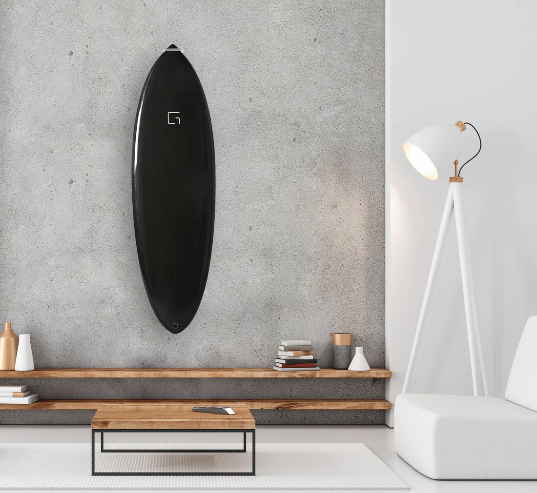 Feature Wall with Vertical Surfboard Rack